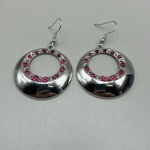 Elegant Silver and Pink Hoop Earrings Statement Piece for any Occasion